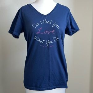 Life Is Good Blue “Do What You Love” Graphic Vee Neck Tee Shirt
